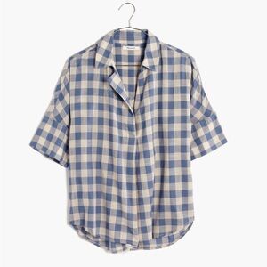 EUC Madewell Courier Button-Back Shirt in Buffalo Check High Low Size Medium